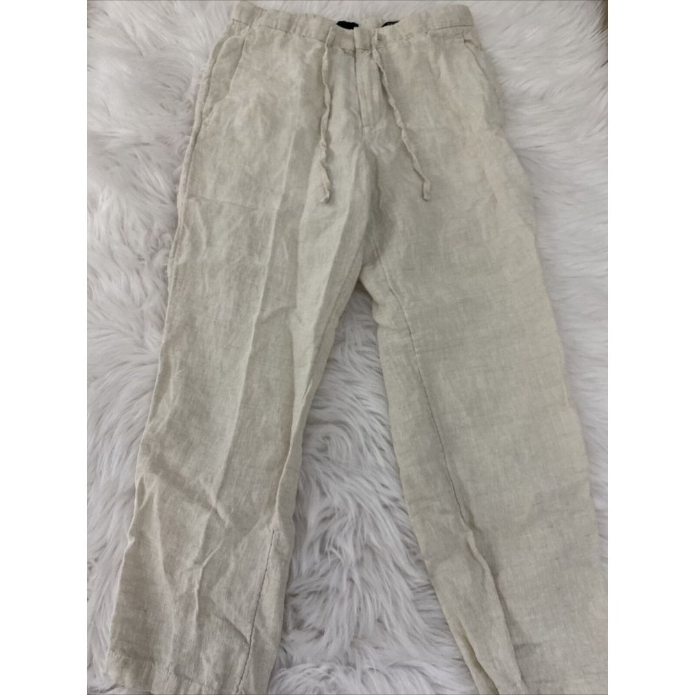 HM womens relaxed fit linen pants Tan Size 32R EUC